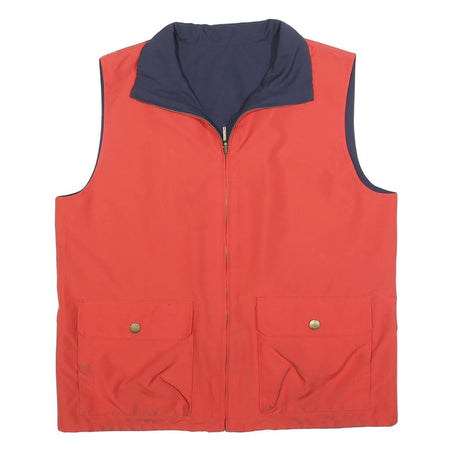 CHAPS Mens Red & Navy Waistcoat Outdoor Zip Sleeveless Regular Fit Polyester