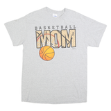 GILDAN Mens Grey Basketball Mom Graphic T-Shirt M Short Sleeve Crew Neck Sport