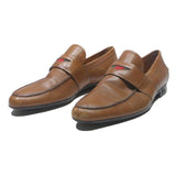 GUCCI Leather Mens Loafers Brown UK 7.5 Classic Slip-On Dress Shoes