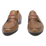 GUCCI Leather Mens Loafers Brown UK 7.5 Classic Slip-On Dress Shoes