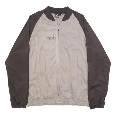 LE COQ SPORTIF Mens Brown & Beige Casual Jacket L Polyester Blend Zip Plain