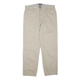 NAUTICA Mens Relaxed Beige Cotton Blend Zip Trousers W36 L32 Casual Classic