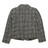 CHRISTOPHER & BANKS Womens Black & White Wool Blend Blazer Jacket M Tweed Button