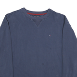 TOMMY HILFIGER Mens Blue Crew Neck XL Cotton Blend Pullover Sweatshirt Classic