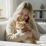 Anypet Stylish Dotted Red Cat Collar – Large Size with Safety Buckle, Bell & Durable Strap