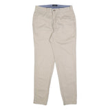 NAUTICA Mens Slim Beige Cotton Trousers W30 L32 Casual Zip Closure