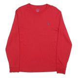 POLO RALPH LAUREN Mens Red Long Sleeve Crew Neck Classic Fit M Cotton Blend