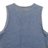 JEAN BLUE Womens Blue Denim Jacket M Cotton Button Plain Blue Pattern Vintage