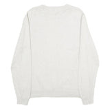 CHAPS Mens White Plain Jumper Crew Neck Basic Knit L Classic Cotton Knitwear