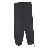 CARHARTT Mens Regular Cotton Blend Cargo Black Jeans W32 L32 Workwear Zip