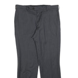 VALENTINO Mens Wool Grey Pinstripe Regular Fit Straight Leg Trousers W34 L32