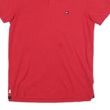 TOMMY HILFIGER Mens Red Short Sleeve Plain Polo Shirt S Casual