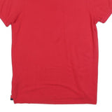 TOMMY HILFIGER Mens Red Short Sleeve Plain Polo Shirt S Casual