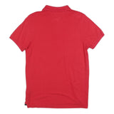 TOMMY HILFIGER Mens Red Short Sleeve Plain Polo Shirt S Casual