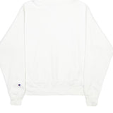 CHAMPION REVERSE WEAVE Mens White Pullover Hoodie S Embroidered Logo Drawstring