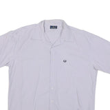 FRED PERRY Mens White Cotton Blend Shirt XL Short Sleeve Chest Pocket Classic