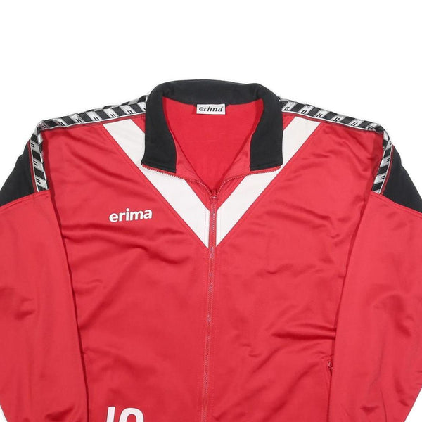 ERIMA Mens Red & Black Track Jacket L Polyester Blend Zip Sportswear FC