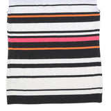 CALVIN KLEIN Womens Black White Pink Orange Striped Sleeveless Crew Neck Top XS