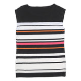 CALVIN KLEIN Womens Black White Pink Orange Striped Sleeveless Crew Neck Top XS