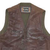 MILESTONE Mens Brown Leather Button Jacket M Leather Plain Stylish Smart Casual