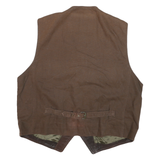 MILESTONE Mens Brown Leather Button Jacket M Leather Plain Stylish Smart Casual