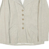 INFO Womens Beige Wool Blend Button Jacket XXS Woven Classic Tailored Button