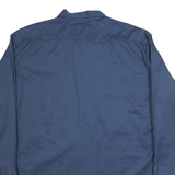 DICKIES Mens Blue & Navy Plain Workwear Shirt 2XL Cotton Blend Relaxed Fit Long