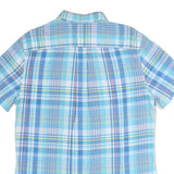 TOMMY HILFIGER Mens Blue Plaid Cotton Shirt Short Sleeve L Casual Summer