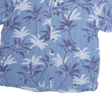 SIDEOUT Mens Blue & White Palm Tree Print Cotton Shirt L Casual Summer Beachwear