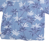 SIDEOUT Mens Blue & White Palm Tree Print Cotton Shirt L Casual Summer Beachwear