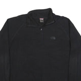 THE NORTH FACE Mens Black Plain Wool Blend Jumper Quarter Zip XL Outdoor Casual