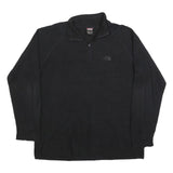 THE NORTH FACE Mens Black Plain Wool Blend Jumper Quarter Zip XL Outdoor Casual