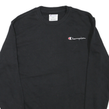 CHAMPION Mens Black Cotton Blend Crew Neck S Logo Sweatshirt Pullover