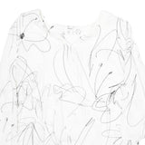 DKNY Womens White Printed Blouse Long Sleeve Round Neck S Lightweight Casual