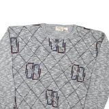 THE FOX Mens Grey Jumpers Patterned Crew Neck Basic Knit XL Wool Warm Casual