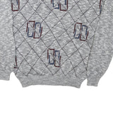 THE FOX Mens Grey Jumpers Patterned Crew Neck Basic Knit XL Wool Warm Casual