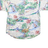 NAUTICA Mens White Tropical Print Cotton Shirt M Hawaiian Style Casual Shirt