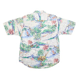 NAUTICA Mens White Tropical Print Cotton Shirt M Hawaiian Style Casual Shirt