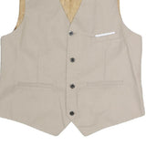 Mens Beige Smart Button Jacket M Polyester Blend Plain Waistcoat Formal