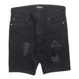 FIRETRAP Mens Black Casual Denim Distressed Shorts M W30 Cotton Blend