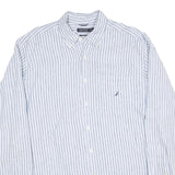 NAUTICA Mens Blue Striped Cotton Shirt XL Button Down Casual Classic