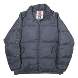 KAPPA Mens Navy Blue Jacket L Zip Puffer Lightweight Logo Tape Sport Casual