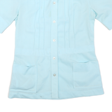 WHITE SISTER Womens Light Blue Basic Shirt Short Sleeve Point Collar M Summer