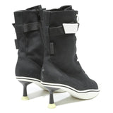 CHARLES & KEITH Womens Lace-Up Canvas Ankle Boots Black & White UK 2 Stylish