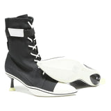 CHARLES & KEITH Womens Lace-Up Canvas Ankle Boots Black & White UK 2 Stylish