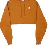 CHAMPION Womens Brown Crop Hoodie XS Casual Drawstring Sweatshirt