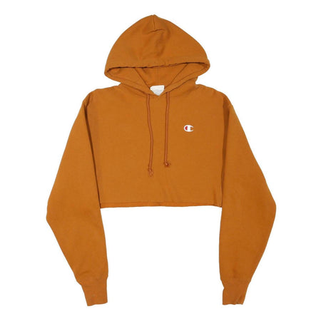 CHAMPION Womens Brown Crop Hoodie XS Casual Drawstring Sweatshirt