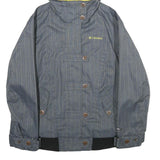 COLUMBIA Womens Grey Pinstripe Outdoor Jacket S Polyester Blend Zip Hooded