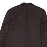 Mens Burgundy & Black Houndstooth Classic Jacket L Polyester Blend Button