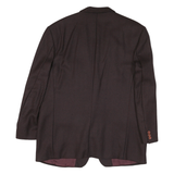 Mens Burgundy & Black Houndstooth Classic Jacket L Polyester Blend Button